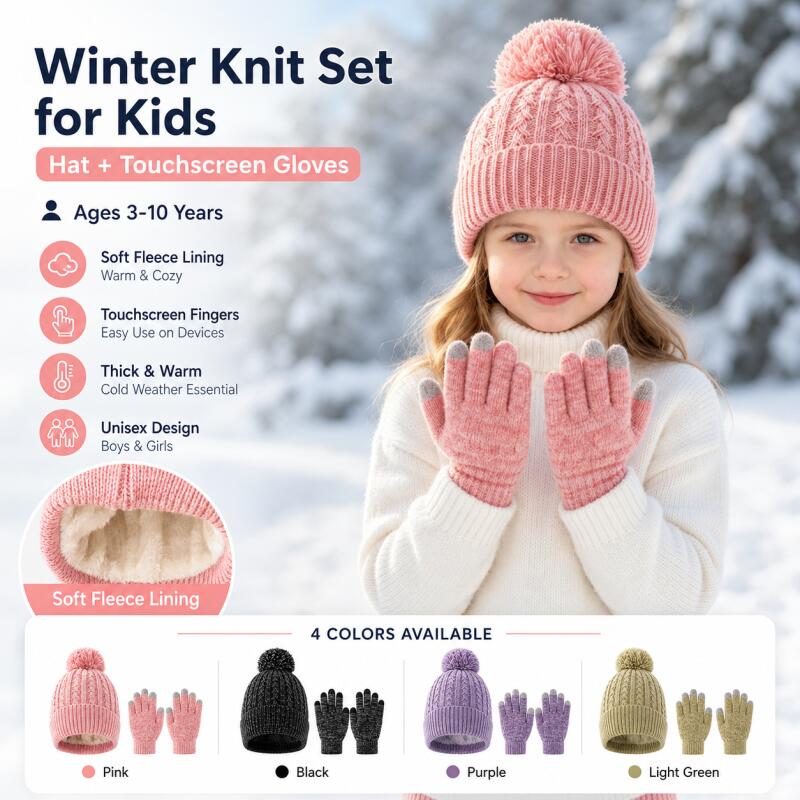 Knit Glove Touch Screen - Kinderen Winter Gebreide Muts Touchscreen Handschoenen