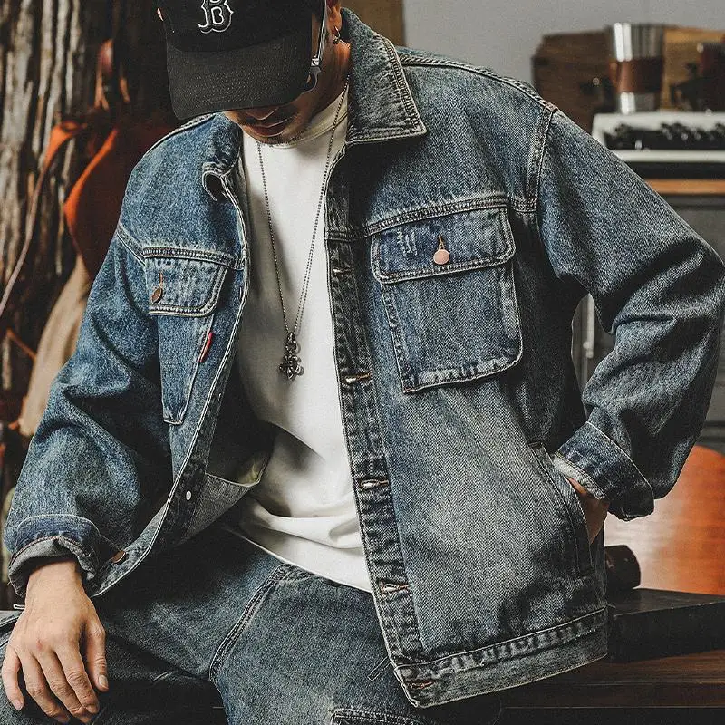 Quality Winter Clothing Jacket - Trendy losse denim jassen man cargo