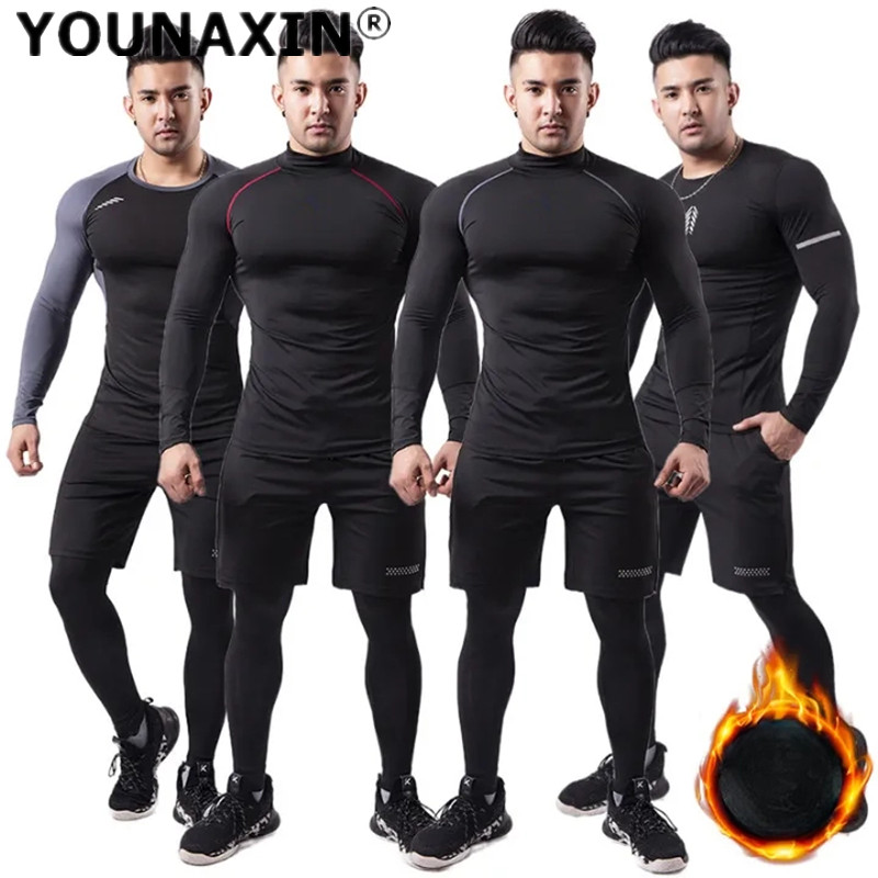 Winter Yoga Clothing - 3-delig heren pluche warm sportpak thermische