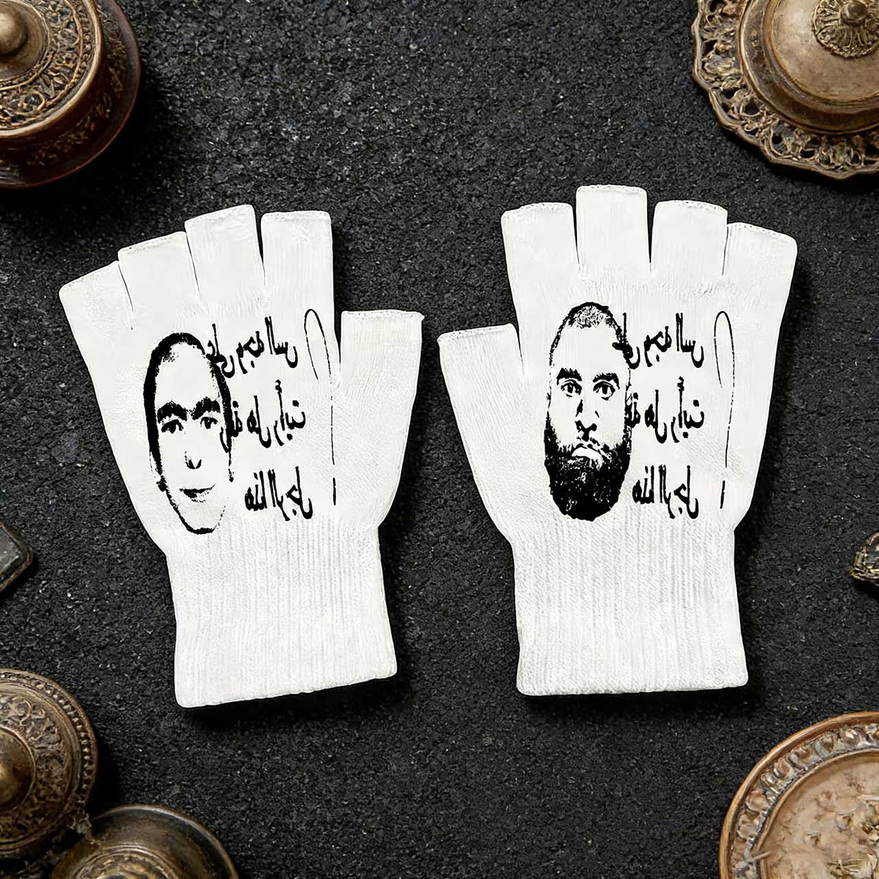 Knit Glove Touch Screen - Y2K retro-geprinte vingerloze handschoenen - gebreide
