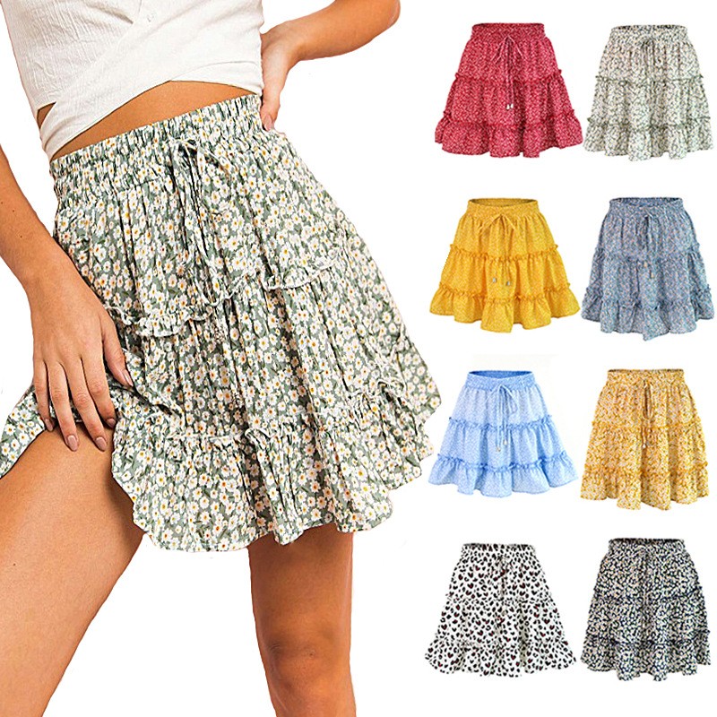 Winter Clothing Storage - Zomer dameskleding Y2K-kleding Minirok Bloemenprint Hoge