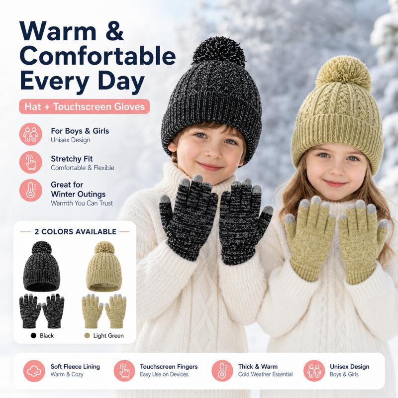 Kinderen Winter Gebreide Muts  - Knit Glove Touch Screen recensie en prijs