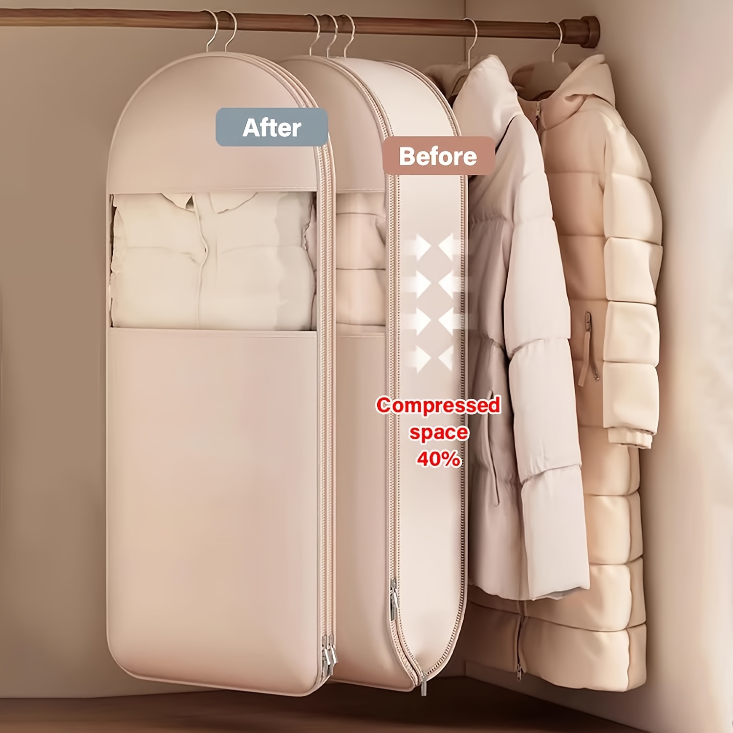 Beige compressie-ophangzak, 40 - Winter Clothing Storage recensie en prijs